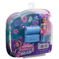 Barbie Mermaid Power Chelsea Mermaid Doll (Blue & Purple Hair) with 2 Pets,  Treasure Chest & Accessories, Toy for 3 Year Olds & Up